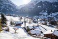 amazing touristic alpine village in winter Grindelwald Switzerland Europe
