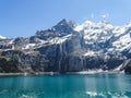 Amazing tourquise Oeschinnensee with Swiss Alps Kandersteg