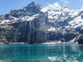 Amazing tourquise Oeschinnensee with Swiss Alps Kandersteg