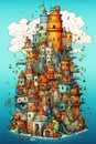 Amazing the tower of Babel intricate complex Generative AI