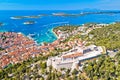 Amazing town of Hvar and Fortica fortress aerial view Royalty Free Stock Photo