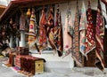 Amazing traditional Turkish carpet store in bazaar. Cappadocia market for tourists. Royalty Free Stock Photo