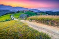 Beautiful summer rural landscape at sunset near Brasov, Transylvania, Romania Royalty Free Stock Photo