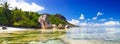 Amazing tropical beach Anse Source d`Argent with granite boulders on La Digue Island, Seychelles