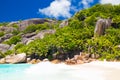 Amazing tropical beach with granite boulders on Grande Soeur Island, Seychelles