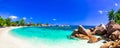 Amazing tropical holidays in paradise beaches of Seychelles,Pras Royalty Free Stock Photo