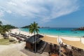 Amazing tropical private laguna resort with white sand beach under a pure blue sky Royalty Free Stock Photo