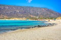 Amazing tropical sandy beach of Simos on Elafonissos island, Peloponnese.