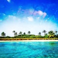 Amazing turquoise water and small island in the caribbean