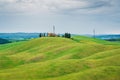 Amazing Tuscany rural landscape in Crete Senesi, landscape with green rolling hills of countryside farm