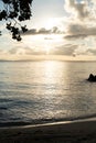 Amazing Twilight gold light at the Sea and beach on Munnok Island, Thailand