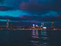 Amazing twilight view over Hong Kong's Victoria harbor