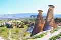 Amazing Twin Fairy Chimneys Cappadocia landscape Turkey Royalty Free Stock Photo
