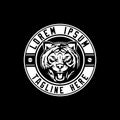 Amazing black and white cartoon tiger head logo round emblem vector logo template Royalty Free Stock Photo