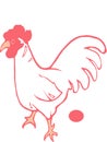 Beautiful cartoon illustration of amazing and unique white chicken and pink egg in clear and white background.cdr