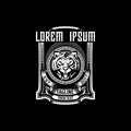 Amazing and unique label or logo vector template tiger head emblem vintage theme