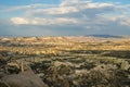 Amazing valley view from the top of Uhisar Castle in Cappadocia, Turkey