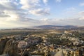 Amazing valley view from the top of Uhisar Castle in Cappadocia, Turkey