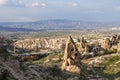 Amazing valley view from the top of Uhisar Castle in Cappadocia, Turkey