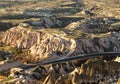 Amazing valley view from the top of Uhisar Castle in Cappadocia, Turkey