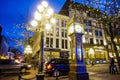 Amazing Vancouver Gastown district at night - the old town - VANCOUVER - CANADA - APRIL 12, 2017