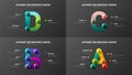 Amazing vector alphabet A, B, C, D symbol infographic 3D realistic colorful balls presentation bundle.