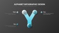 Amazing vector alphabet Y symbol 3 option infographic 3D realistic colorful balls presentation template.