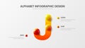 Amazing vector 3 option alphabet J symbol infographic 3D realistic colorful balls presentation.