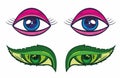 Amazing Vector set of beautiful cartoon eyes. Vector illustration.