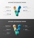 Amazing vector V symbol alphabet 5 option infographic 3D realistic colorful balls design illustration bundle.