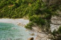 Amazing view of the Adriatic sea and Jaz beach near Budva. Travel destination in Montenegro Royalty Free Stock Photo