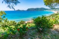 Amazing view at Agios Georgios Pagon bay on Corfu island, Greece Royalty Free Stock Photo