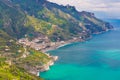 Amazing view of Amalfi coast and town of Maiori from Ravello village, Campania region, South of Italy Royalty Free Stock Photo