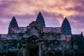 Amazing view of Angkor Wat temple at sunrise. The temple complex Royalty Free Stock Photo
