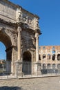 Amazing view of Arch of Constantine near Colosseum in city of Rome, Italy Royalty Free Stock Photo