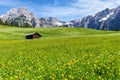 Amazing view of austrian alps and meadow near Walderalm, Austria, Gnadenwald, Tyrol Region