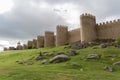 Amazing view of Avila city Walls & fortress, full around view at the medieval historic city Royalty Free Stock Photo