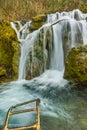 Amazing view of Bachkovo waterfalls cascade in Rhodopes Mountain, Bulgaria Royalty Free Stock Photo