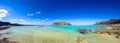 Amazing view of Balos Lagoon with magical turquoise waters, lagoons, tropical beaches of pure white sand and Gramvousa island.