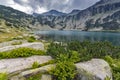 Amazing view of Banderishki Chukar Peak and The Fish Lake, Pirin Mountain Royalty Free Stock Photo