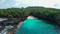 Aerial view from bateria beach at ilheu das rolas at Sao Tome,Africa