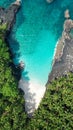 Aerial view from bateria beach at ilheu das rolas at Sao Tome,Africa