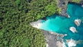 Aerial view from bateria beach at ilheu das rolas at Sao Tome,Africa