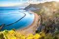 Amazing view of beach las Teresitas with yellow sand. Location: Santa Cruz de Tenerife, Tenerife, Canary Islands. Artistic picture