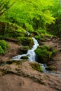 Amazing view Beautiful Bachkovo waterfalls cascade in Rhodopes Mountain, Plovdiv region, Bulgaria: 09 May 2021 Royalty Free Stock Photo