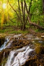 Amazing view Beautiful Bachkovo waterfalls cascade in Rhodopes Mountain, Plovdiv region, Bulgaria: 09 May 2021 Royalty Free Stock Photo