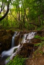 Amazing view Beautiful Bachkovo waterfalls cascade in Rhodopes Mountain, Plovdiv region, Bulgaria: 09 May 2021 Royalty Free Stock Photo