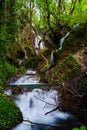 Amazing view Beautiful Bachkovo waterfalls cascade in Rhodopes Mountain, Plovdiv region, Bulgaria: 09 May 2021 Royalty Free Stock Photo