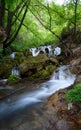 Amazing view Beautiful Bachkovo waterfalls cascade in Rhodopes Mountain, Plovdiv region, Bulgaria: 09 May 2021 Royalty Free Stock Photo