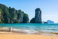 Amazing view of beautiful beach. Location: Krabi province, Thailand, Andaman Sea. Artistic picture. Beauty world. Royalty Free Stock Photo